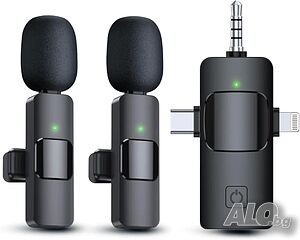 НОВИ безжични мини микрофони K15 за iPhone, iPad, Android, камера, USB-C, 7-часова батерия