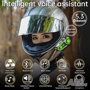Говорител за Мотоциклетна Каска A30, Bluetooth, IPX67, гласов асистент, Type-C, 1200mAh батерия