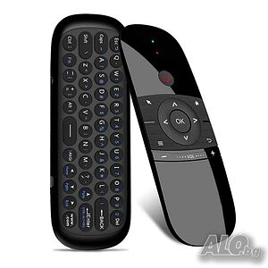 НОВА Въздушна мишка W1 2,4GHz QWERTY Air Mouse и IR дистанционно управление, черна
