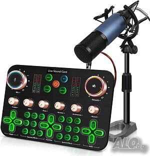 Професионален микрофон + миксер и саунд ефекти ALPOWL BM800TZ за подкасти стрийминг, YouTube TikTok