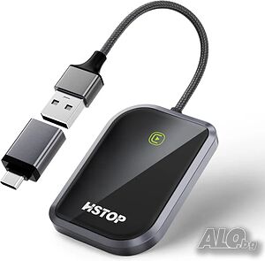 HSTOP Carplay Wireless адаптер, 2024г, USB-A към USB-C Plug and Play, iPhone ios10+ и Android 11+