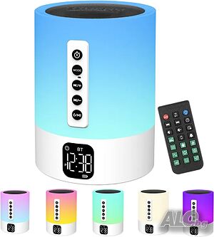НОВА Bluetooth колонка XSY330 + Многоцветна нощна лампа + Машина за бял шум ( 14 вида ) + Будилник 