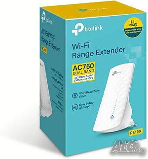 НОВ TP-Link AC750 WiFi екстендер / удължител, 750Mbps, Plug & Play, RJ45 конектор, бял