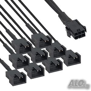 YAODHAOD Splitter за вентилатори 6 Pin PCI-E към 9 по 2pin