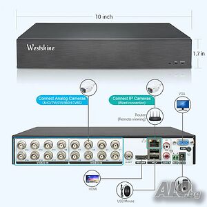 ЧИСТО НОВ WESTSHINE 16 канален DVR 5M-N (5MP), 16CH хибрид 5 в 1 (AHD/TVI/CVI/CVBS/IP) CCTV DVR...