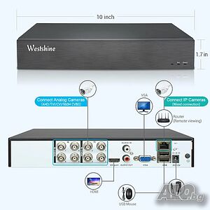 НОВ С МЕНЮ НА БЪЛГАРСКИ WESTSHINE 8 канален DVR 5M-N /5MP до 14TB хибрид 5 в 1 (AHD/TVI/CVI/CVBS/IP)