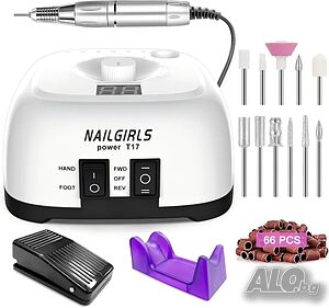 НОВА ПРОФЕСИОНАЛНА пила за нокти NAILGIRLS Т17, 11 в 1 Комплект пили, Професионална 35000 RPM