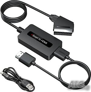 НОВ Scart към HDMI конвертор, мъжки Scart In HDMI Out конвертор поддържа Full HD 720P/1080P...
