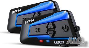 Нови 2бр. LEXIN B4FM Bluetooth слушалки за мотоциклет, блутут интерком за каска до 10 водача...
