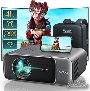 НОВ, ПРОВЕРЕН 300” с 30000 лумена, WiFi 6 Bluetooth 5.2 проектор YABER Pro V9 Smart проектор...
