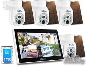 НОВА, НЕРАЗОПАКОВАНА, соларна система за видеонаблюдение Hiseeu 10 канална +1TB HDD 4MP, нощно.,.