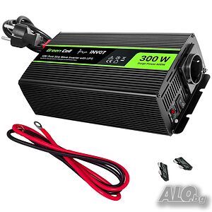Инвертор Green Cell 300 W / 600 W DC 12 V към AC 230 V Чиста синусоидална