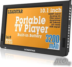 ЧИСТО НОВ, ТЕСТВАН D10 LEADSTAR, преносим телевизор DVB-T2 DVB-T TFT HD, USB и TF карта, USB плейър