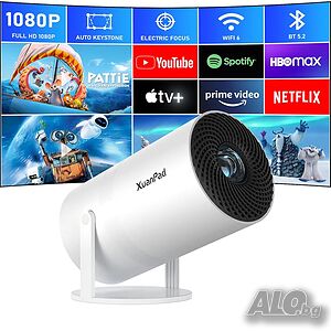 Чисто нов проектор с WiFi и Bluetooth, XuanPad 15000 лумена, 150”, 30000 часа...