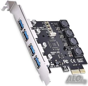 Нова 4-портова PCIE USB 3.0 карта Super Speed ​​5Gbps PCI Express (PCIe) разширителна карта...