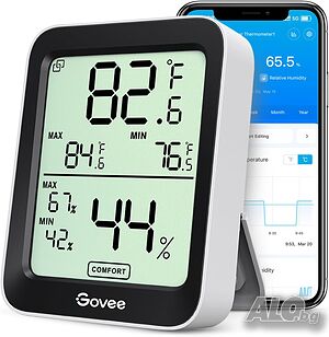 Нов Govee стаен термометър и хигрометър, Bluetooth цифров измервател на влажност на закрито с...
