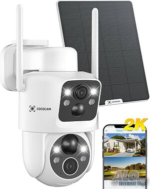 Нова, проверена през приложение, напълно отключена COCOCAM 2K Безжична външна WiFi камера за...