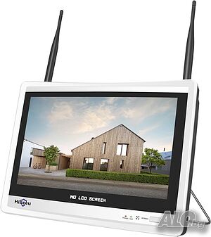 12” LCD Монитор с NVR Hiseeu - 10-канален безжичен рекордер за видеонаблюдение