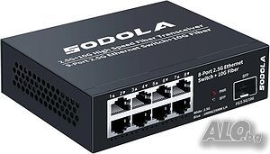 SODOLA 8-портов 2.5Gb Мрежов Комутатор + 10G SFP+ порт