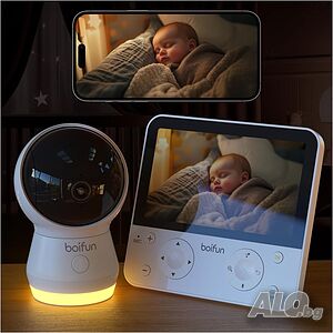 Чисто нов запечатан 2K AI Бебефон BOIFUN - 5.5” Дисплей, Приложение, Нощно виждане и AI датчици