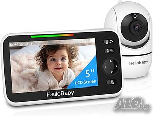 Чисто нов бебефон HelloBaby HB6550 Pro - 5” дисплей и въртяща се камера (Без WiFi)