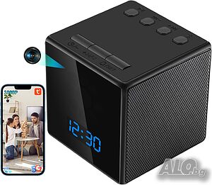 Чисто нова TuyaSmart Скрита Шпионска Камера 4-в-1 в Дигитален Часовник и Bluetooth Тонколона - 5GHz