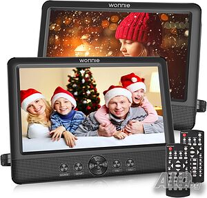Нов Двоен портативен USB / SD / DVD плеър за кола WONNIE 10.5 инча - Два самостоятелни екрана...