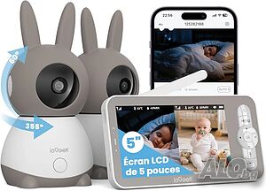 Нов Смарт бебефон ieGeek 2K с ДВЕ камери - 5” Split Screen монитор + WiFi/App