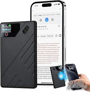 Чисто Нов AI Дигитален Диктофон HUAJUN 64GB, Транскрипция и Резюме с GPT-4o, Запис на Разговори