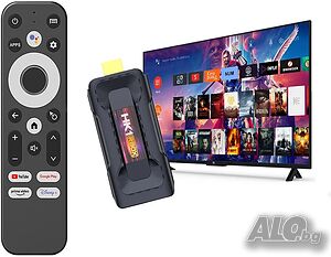 Мощен 8K Смарт ТВ Стик Android 13 с 4GB РАМ и 32GB Вътрешна Памет, Двубандов WiFi 6 и Bluetooth 5.0