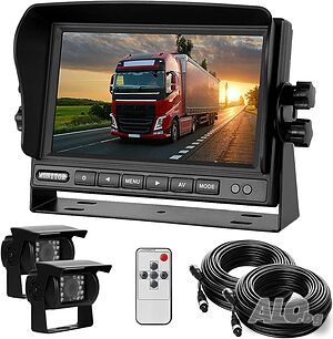 Чисто нов оригинален комплект камери за задно виждане YEDDY Dual Reversing Camera Set, 7 инчов екран