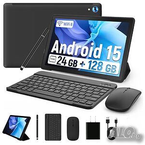 Чисто нов таблет лаптоп AUMI 2в1 10.1 инча с клавиатура мишка калъф и писалка Android 15