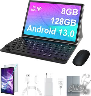 Нов Таблет лаптоп BITSMART 2в1 10.1 инча с клавиатура мишка калъф и слушалки Android 13 4G LTE