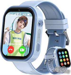 Нов детски 4G смарт часовник Elleyise T46 (GPS, видео разговори, SOS, цвят син)