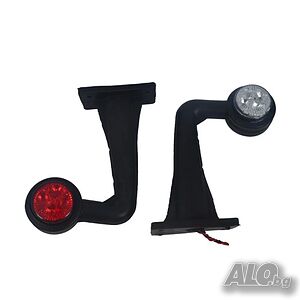1бр. КРИВО Jumbo ЛЕД LED рогче 24V червено-бяло