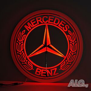 Огледална 3D табела за МЕРЦЕДЕС Mercedes 24V, RGB с дистанционно, 50х50см