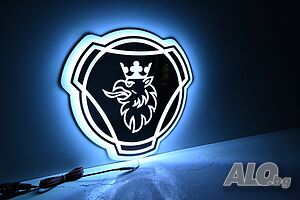 Огледална 3D табела за СКАНИЯ SCANIA 24V, RGB с дистанционно, 50х50см