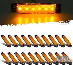 12V 10 Броя ЖЪЛТИ Диодни Габарити Рибка с 6 диода за камион платформа