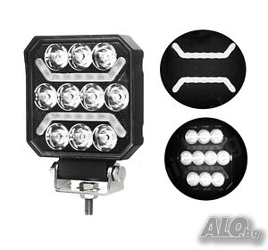 Мощен 100W LED Диоден ФАР БЯЛО+БЯЛО за Джипове Трактори АТВ Камиони