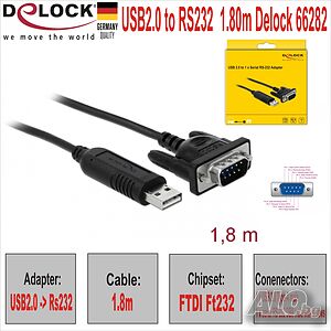 USB-C male към RS232 1.8m Кабел Delock НОВИ