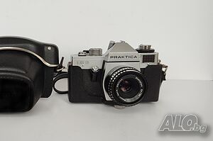 Филмов фотоапарат Praktica LB2 с обектив Domiplan Meyer-Optik 50mm f2.8 и калъф