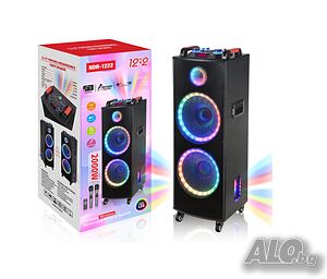 Двойна тонколона 2000W - 2 x 12″ говорители, цветни светлини NDR-1222 Код на продукт:  TS6142