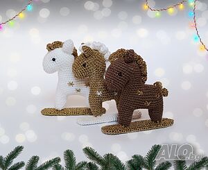 Плетени коледни играчки, кончета, играчки за елха, коледна декорация, играчки ръчна изработка