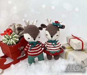 Плетени играчки, коледни еленчета, играчки за деца, коледен подарък за дете, ръчна изработка