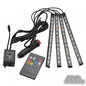 LED Ленти за вътрешно и външно осветление на кола RGB с дистанционно