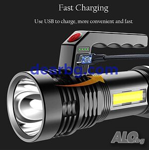 LED Акумулаторен фенер P500 с USB + Соларно зареждане