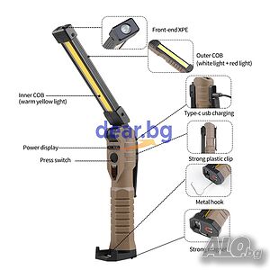 Сгъваема COB XPE LED работна лампа с магнит, акумулаторна