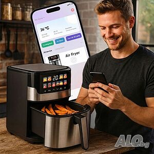 Смарт Еърфрайър, 2200W, XXL 6.5л, Wi-Fi Tuya App, 10 Програми, Неръждаема стомана