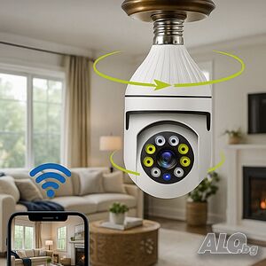 WiFi Панорамна IP Камера LYLÚ 360° във форма на крушка с нощно виждане и автоматично проследяване