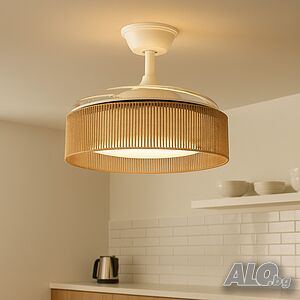 Brizy Bright Rattan - Вентилатор за таван с лампа и функция лято/зима